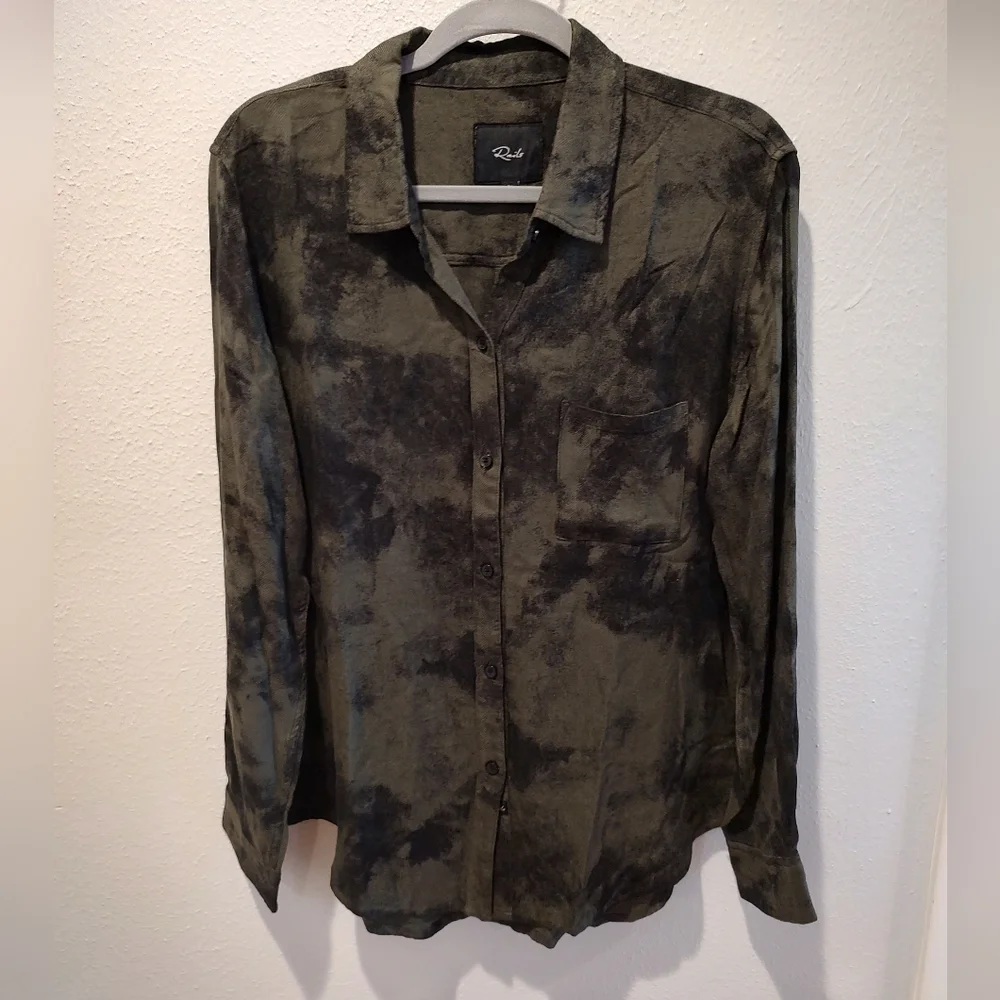 Rails Long Sleeve Hunter Olive Tie Dye Women’s Shirt Black M - Picture 12 of 12
